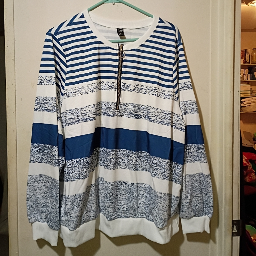 H&M Blue and White Striped Blouse
